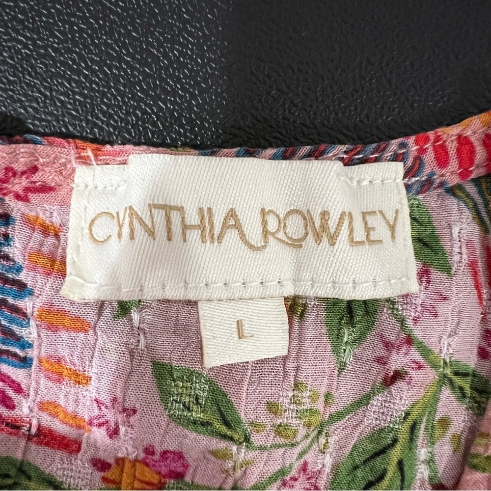 Cynthia Rowley Floral Ruffle Sleeve Top Size L - Picture 5 of 8